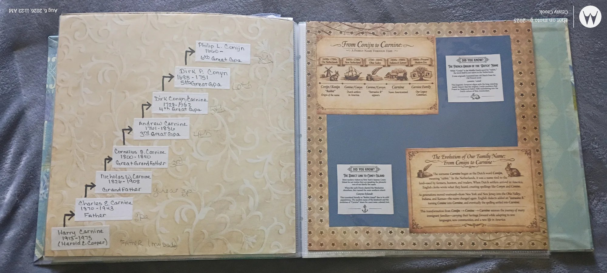 Military service timeline scrapbook with dated events and period newspaper clippings